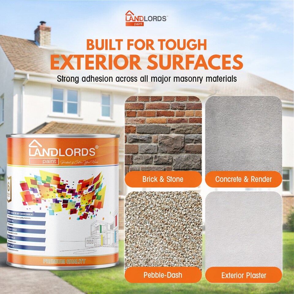 image 1 of Landlords Paint - Masonry Paint - Best Weatherproof Exterior Wall Protection - Ocean Blue - 10L