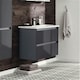 image 2 of Bathroom 2-Drawer Wall Hung Vanity Unit with Basin 800mm Wide - Storm Grey Gloss - (Urban) - Brassware Not Included | Grey | Grey | 1