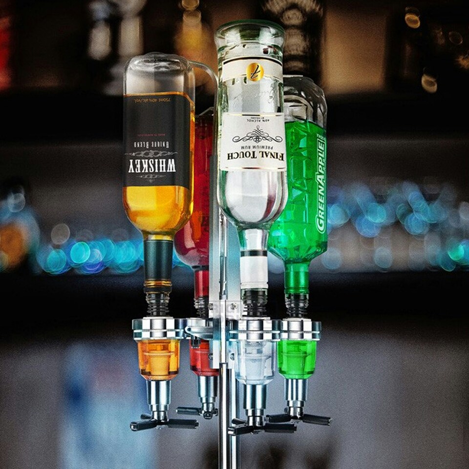 image 1 of Original Products Final Touch LED Rotary 4 Bottle Bar Caddy