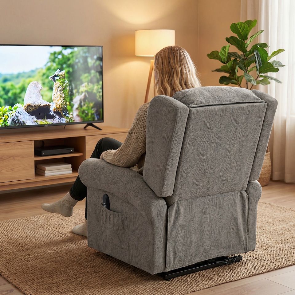 image 1 of HOMCOM Power Lift Recliner Chair for Elderly with Remote Control, Dark Grey