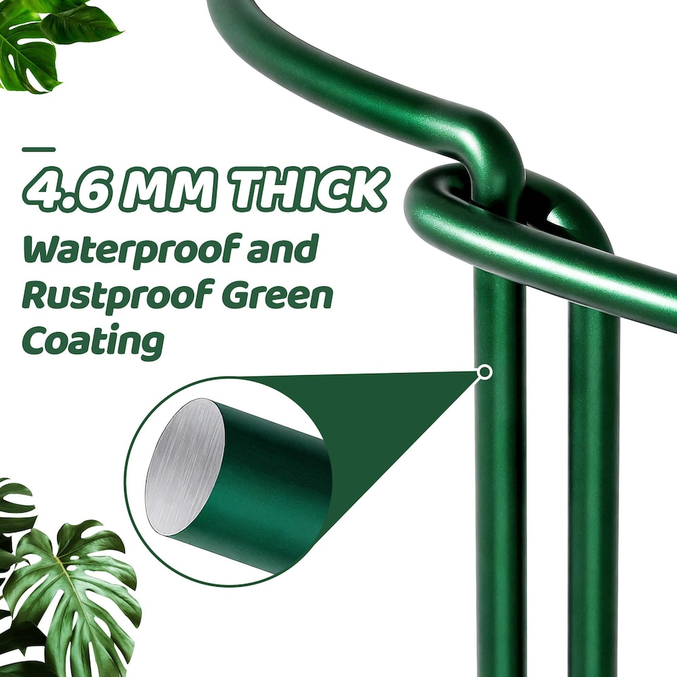 image 1 of 4 Pack Adjustable Plant Support Stakes Metal Half-Round Ring Cages with Self-Watering Sticks 25x60cm