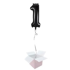 Black Number 1 Helium Foil Giant Balloon - Inflated Balloon in a Box