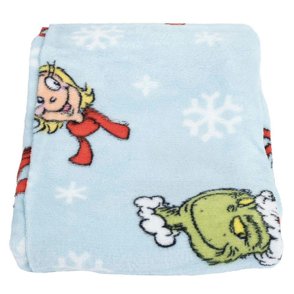 image 1 of The Grinch Fleece Blanket - Blue/Red/Green - 150cm x 100cm Blue