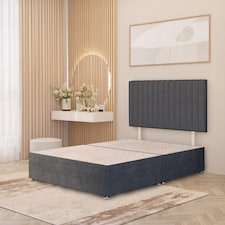 Texas Divan Bed Base with 30 Inch Headboard Plush Velvet | Grey | Charcoal