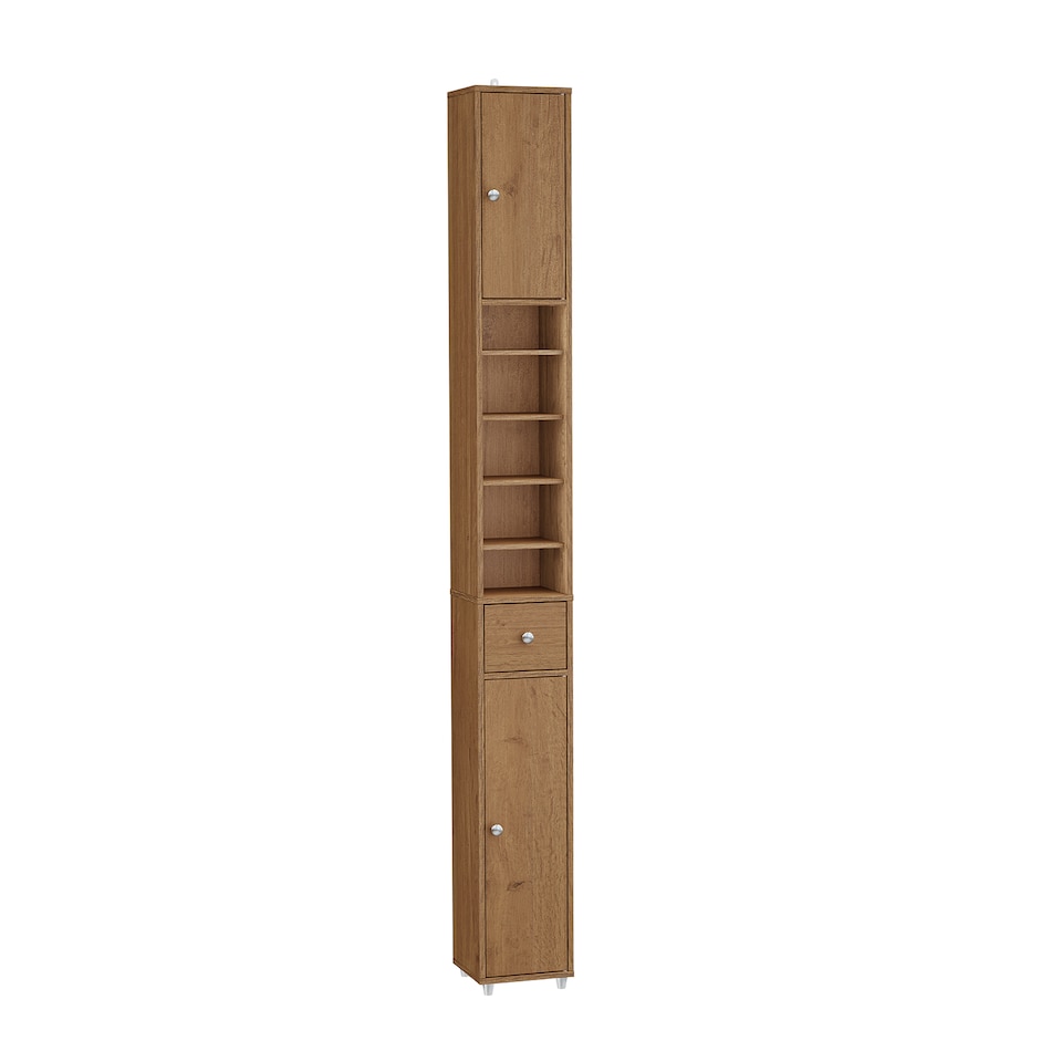 image 1 of SoBuy BZR34-II-PF,Tall Bathroom Storage Cabinet with 4 Adjustable Shelves and 1 Drawer | Brown | Dark Brown | 1