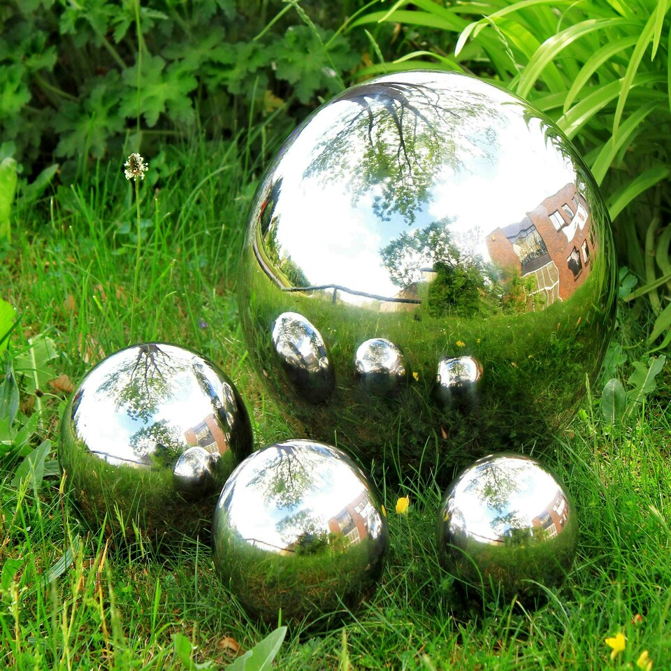 image 1 of Primrose Polished Stainless Steel Gazing Globe in Chrome Silver 12.6cm