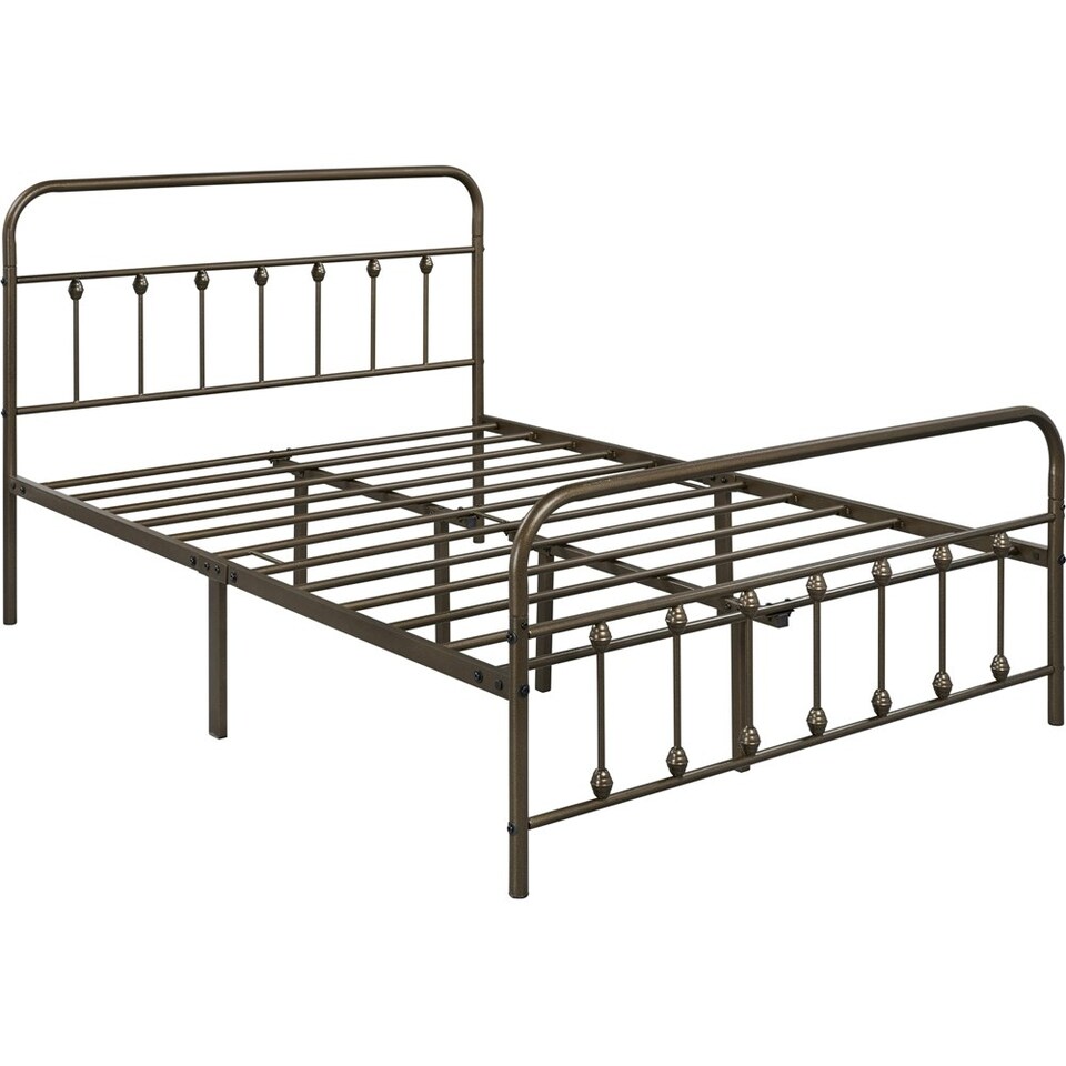 image 1 of Yaheetech Full Classic Iron Platform Bed with High Headboard and Footboard Bronze