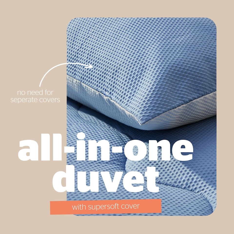 image 1 of Silentnight 10.5 Tog Seersucker Coverless Duvet and Pillowcase Set N/A | Blue/Grey | King