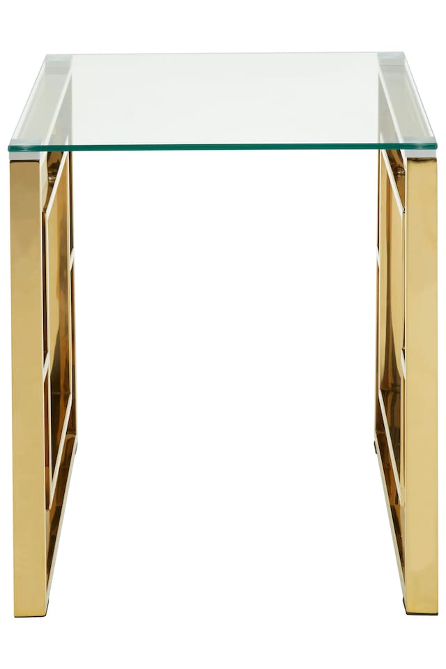 image 1 of Interiors by Premier Minimalist Design Gold Finish Square Legs End Table, Contemporary Wide Side Table, Durable Statement Table | Gold