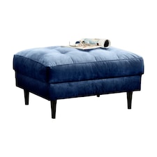 Furniturebox Jolene Navy Blue Velvet Footstool