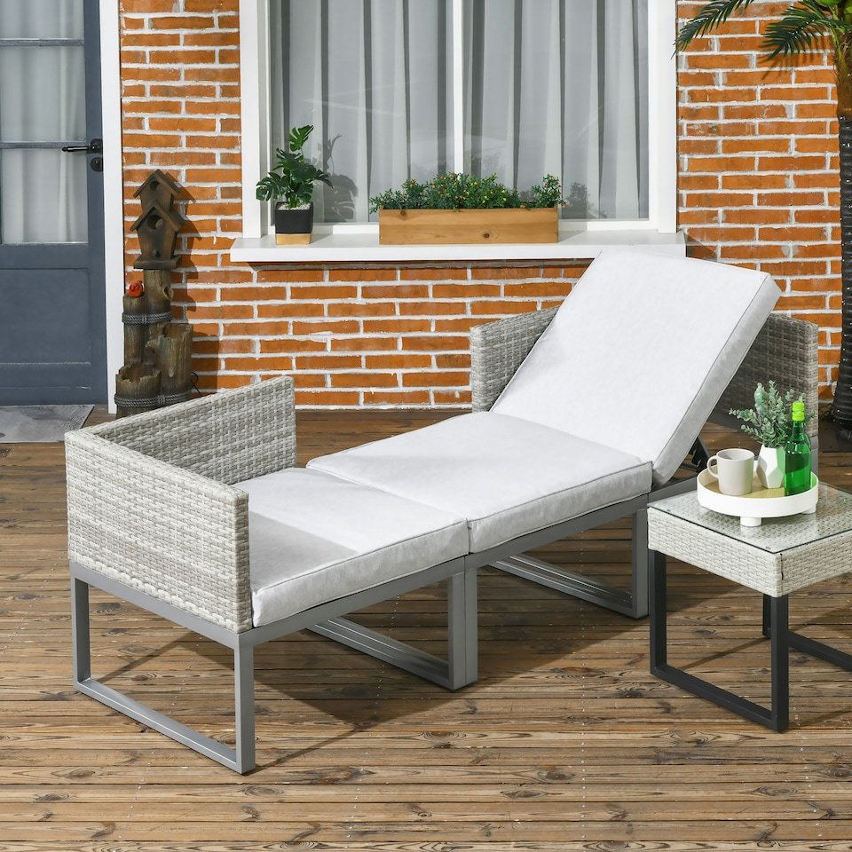 image 1 of Outsunny 3-in-1 Chair Coffee Table Lounger Seater Sofa w/ Steel Frame Furniture