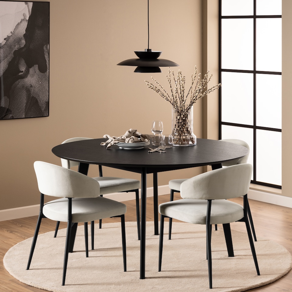image 1 of Roxby Round Dining Table in Black 140x76cm