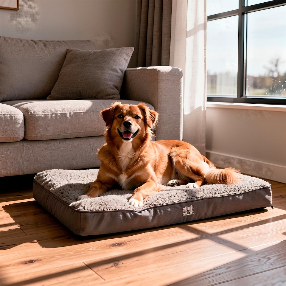 image 1 of Harbour Housewares Waterproof Dog Bed - Large - Grey