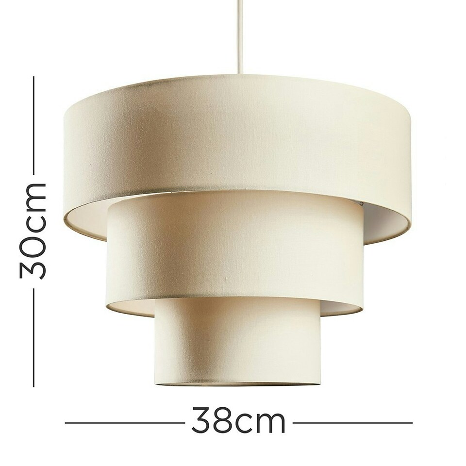 image 1 of ValueLights Vermont Fabric N/A Cream Tiered Ceiling Pendant Shade and LED Bulb