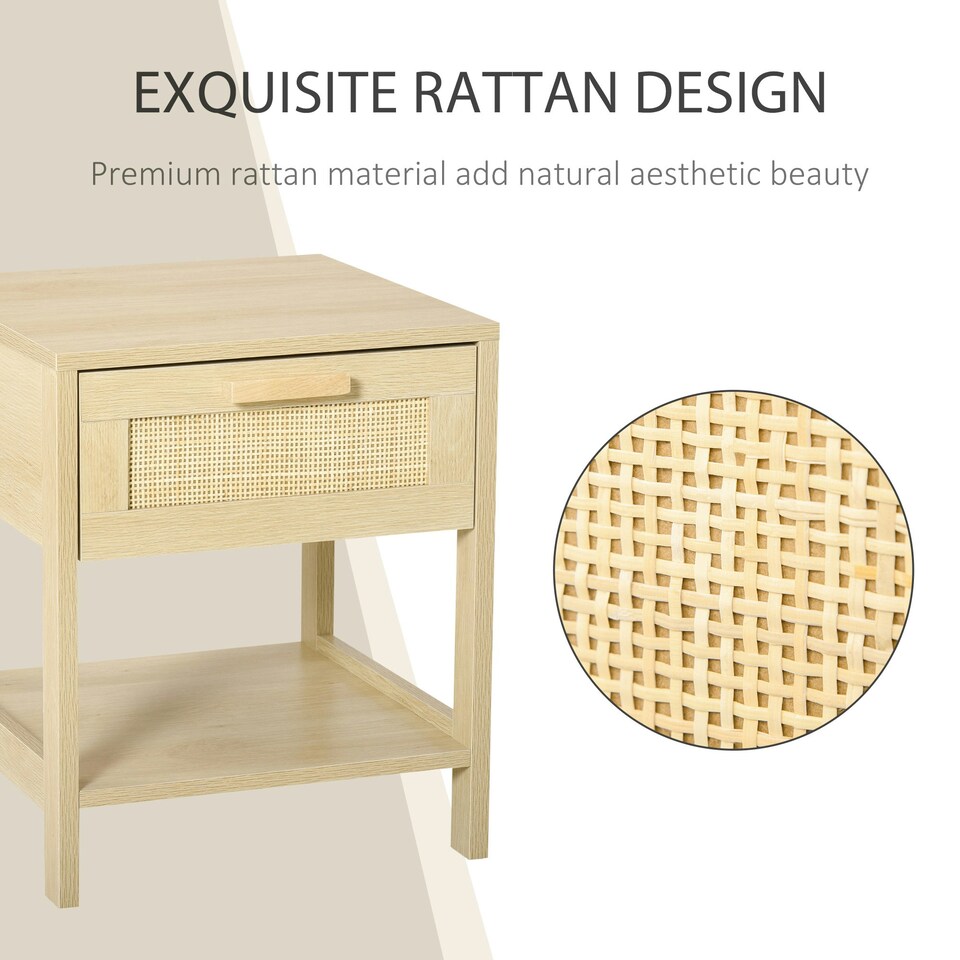 image 1 of HOMCOM Nightstand Bedside Table End Table Storage Organizer