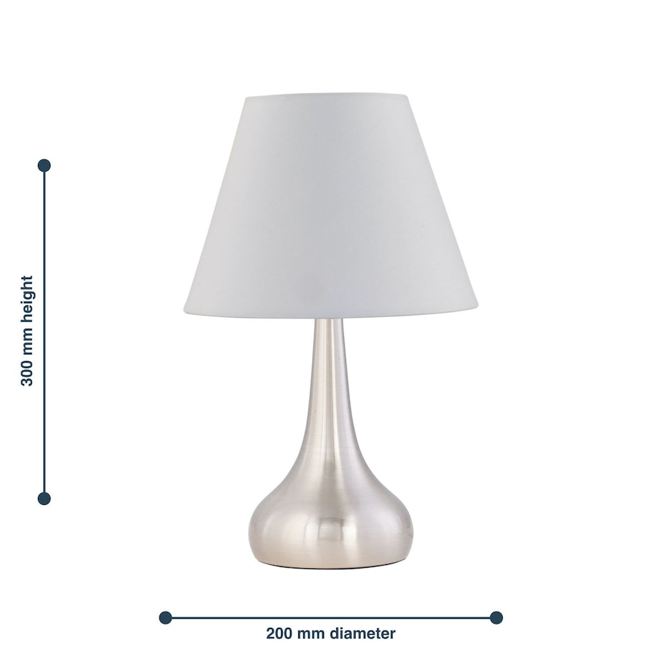 image 1 of Romana - Brushed Chrome Touch Operated Table Lamp with Ivory Shade | Chrome | White | Medium | 1