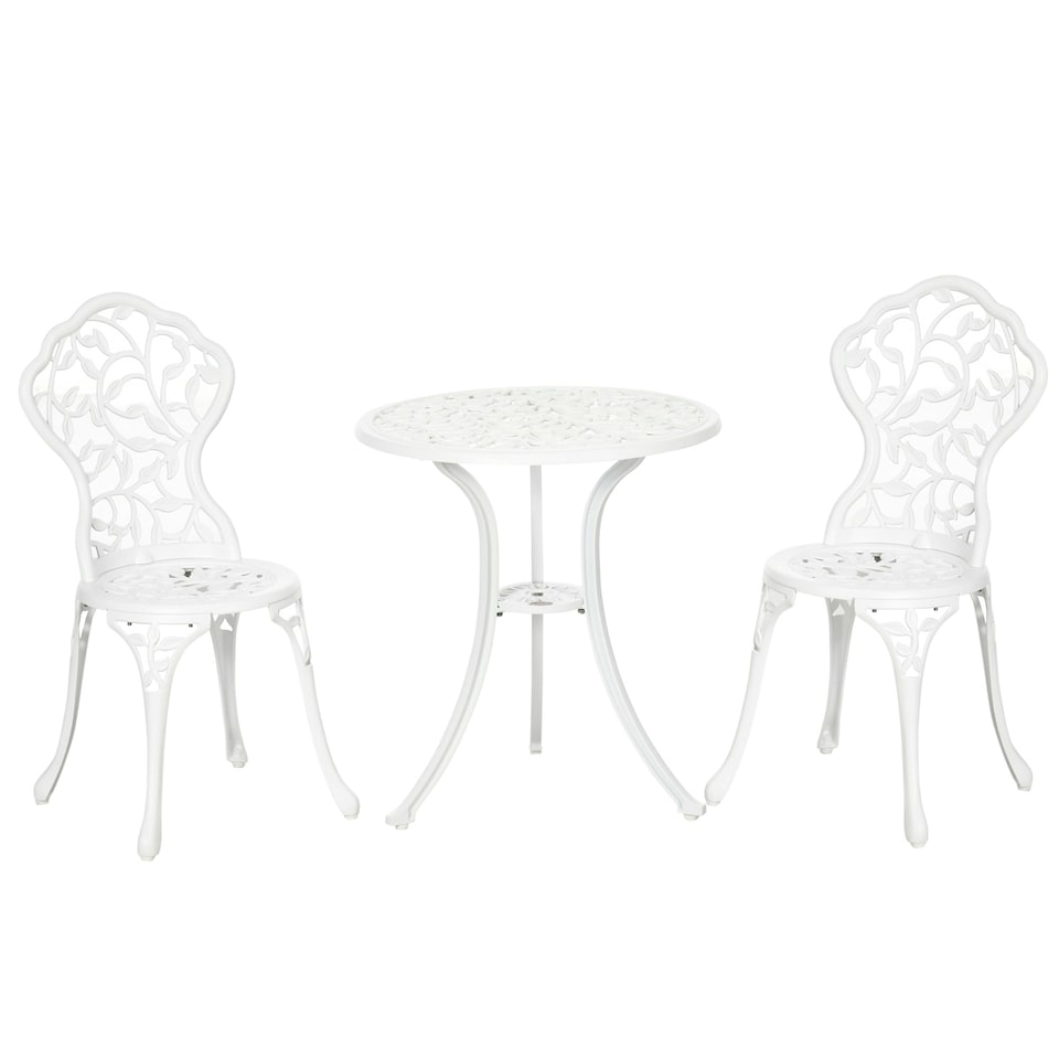 image 1 of Outsunny Aluminium Bistro Set Garden Coffee Table Chair Outdoor Dining