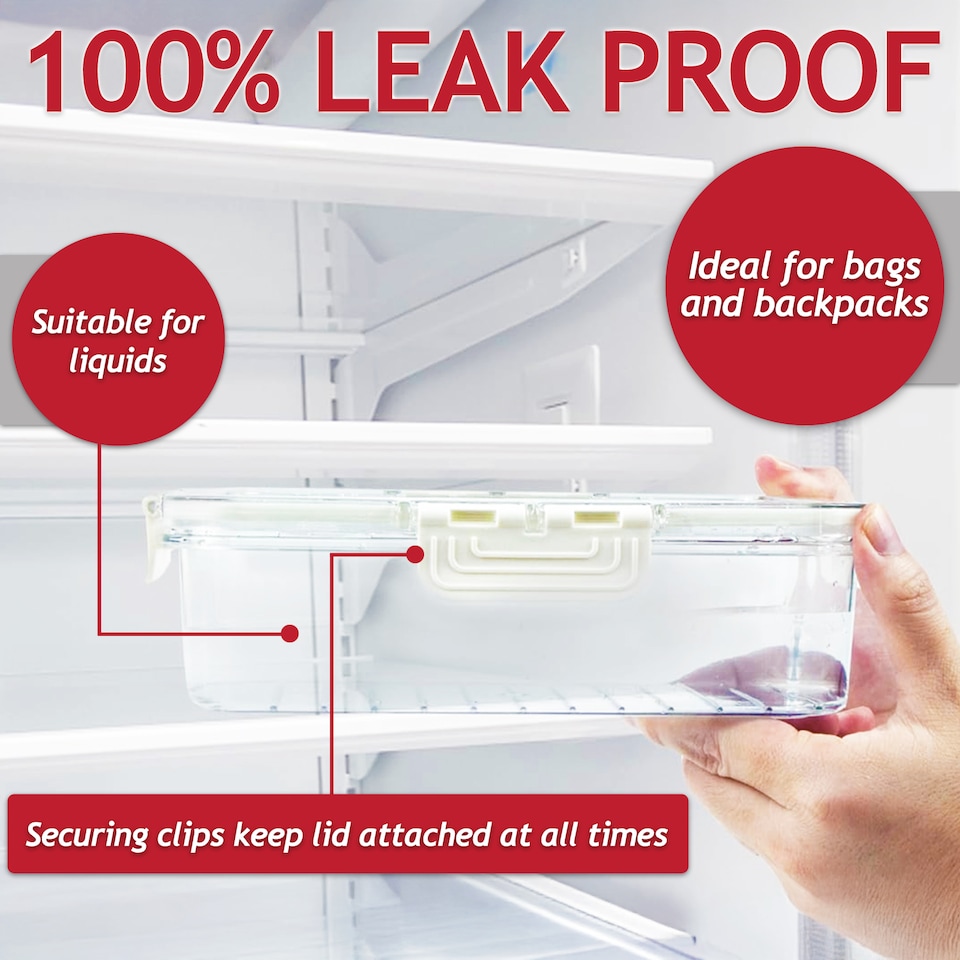 image 1 of SPARES2GO Food Storage Container with Securing Clips Lid and 2 Removable Divider Compartments (Small)