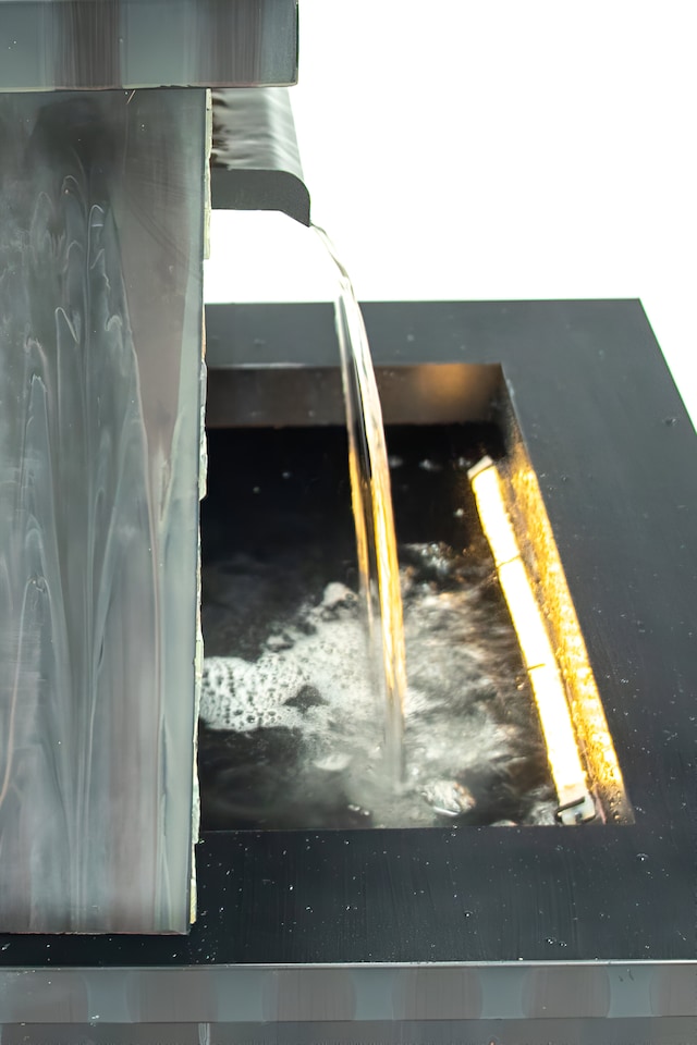 image 1 of Sorrento Trough Zinc & Stone Water Feature with Lights H68cm