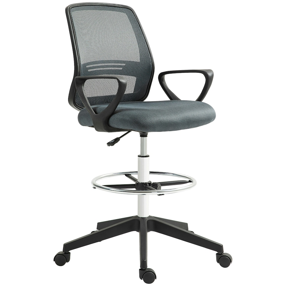 image 1 of Vinsetto Draughtsman Chair Tall Office Chair with Adjustable Height
