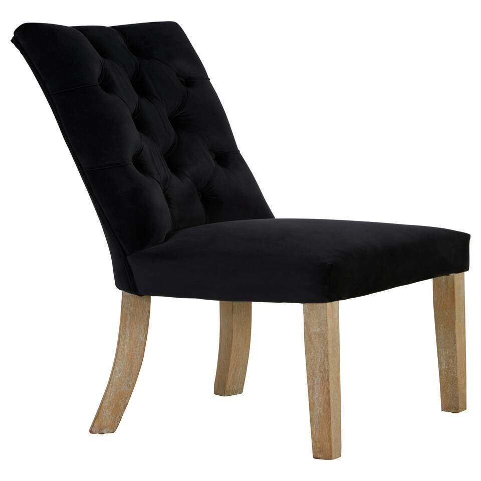 image 1 of Interiors by Premier Black Buttoned Dining Chairs, Velvet Upholstered Dining Chair, Accent Lounge Chair for Living Room
