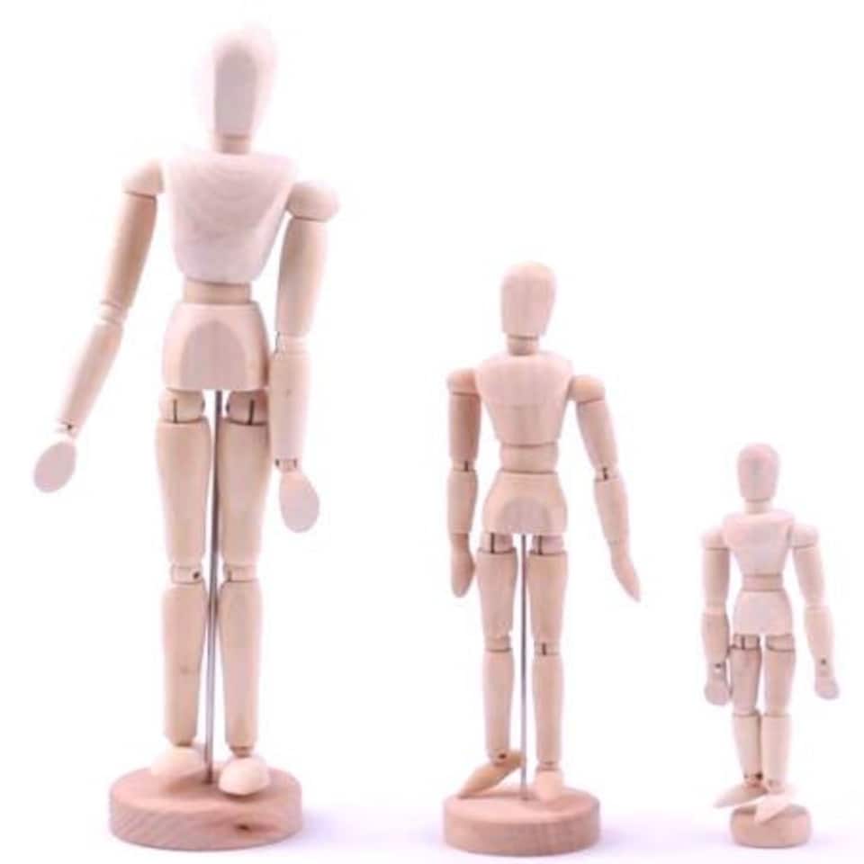 image 1 of 3 x Assorted Size Artists Wooden Manikin Movable Limbs Human Joints Manikins Manakin Mannequin