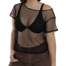 Black 80s Mesh top Black | XL