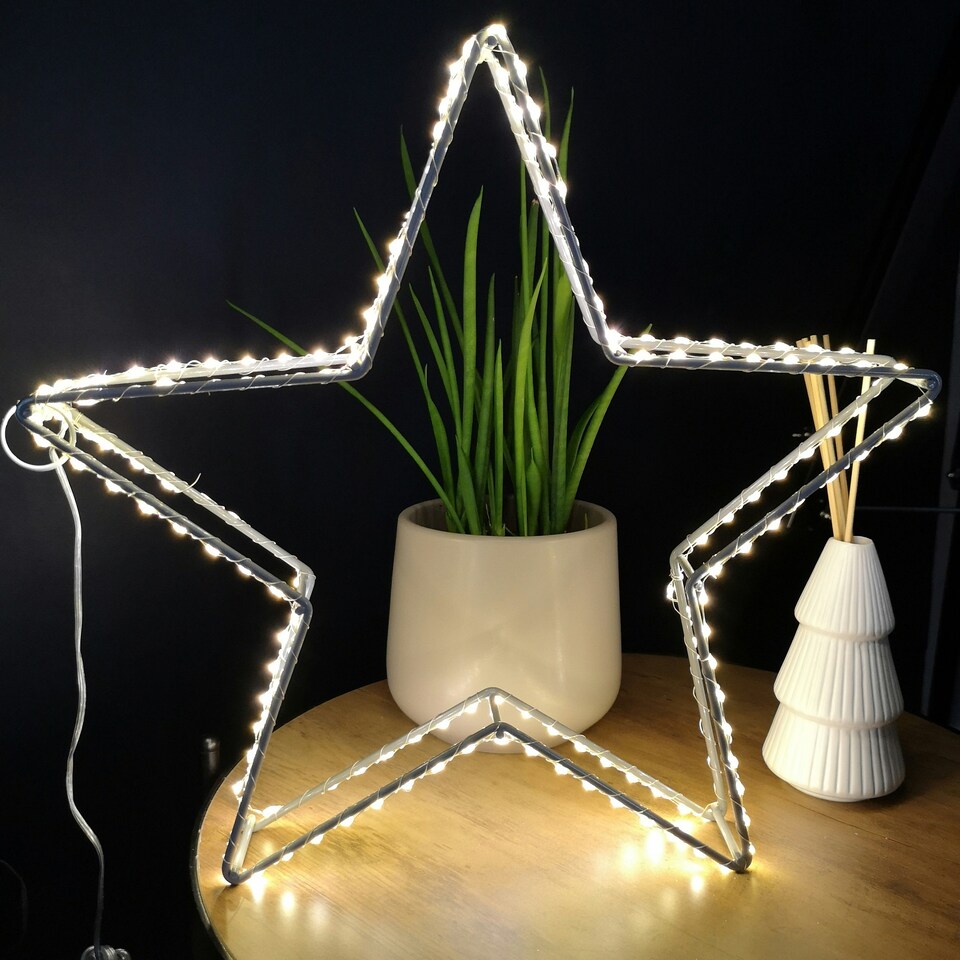 image 1 of 38cm LED Dewdrop Open Star Indoor Outdoor Christmas Decoration in Warm White
