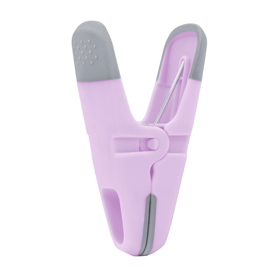 image 1 of JVL Grey Peg Basket with 48 Soft Touch Clip Clothes Pegs, Assorted Colours