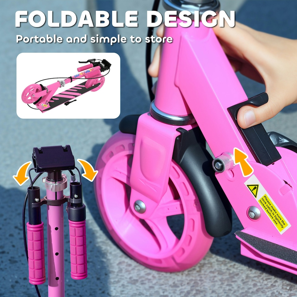 image 1 of AIYAPLAY Scooter for Kids, Folding Kick Scooter w/ Adjustable Handle, Pink