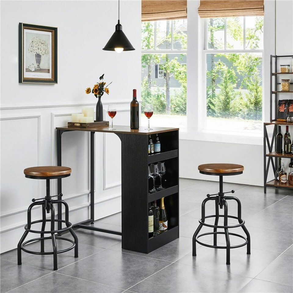 image 1 of Yaheetech Vintage Industrial Bar Stool Brown Brown