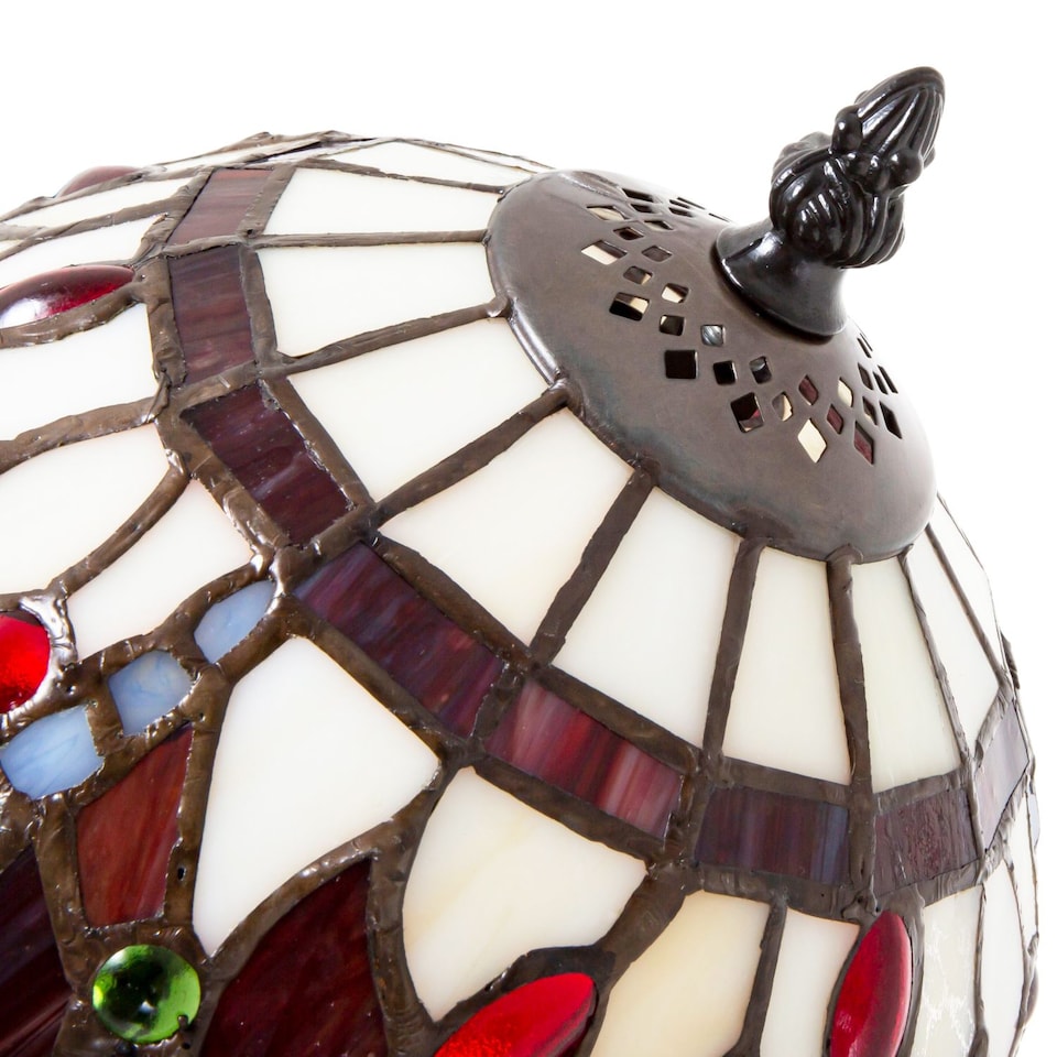 image 1 of Hand Crafted Red Stained Glass Dragonfly Tiffany Lamp | Red | Red | 1