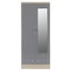 image 9 of Nevada 2 Door 1 Drawer Mirrored Wardrobe Grey | 3D Effect Grey