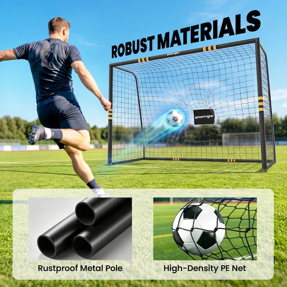 image 1 of SPORTNOW Football Goal, 10 x 6.5ft Football Net with EPE Padding, Yellow