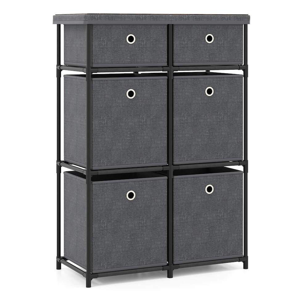 image 1 of COSTWAY Chest of Drawers Storage Organizer w/6 Drawers Grey
