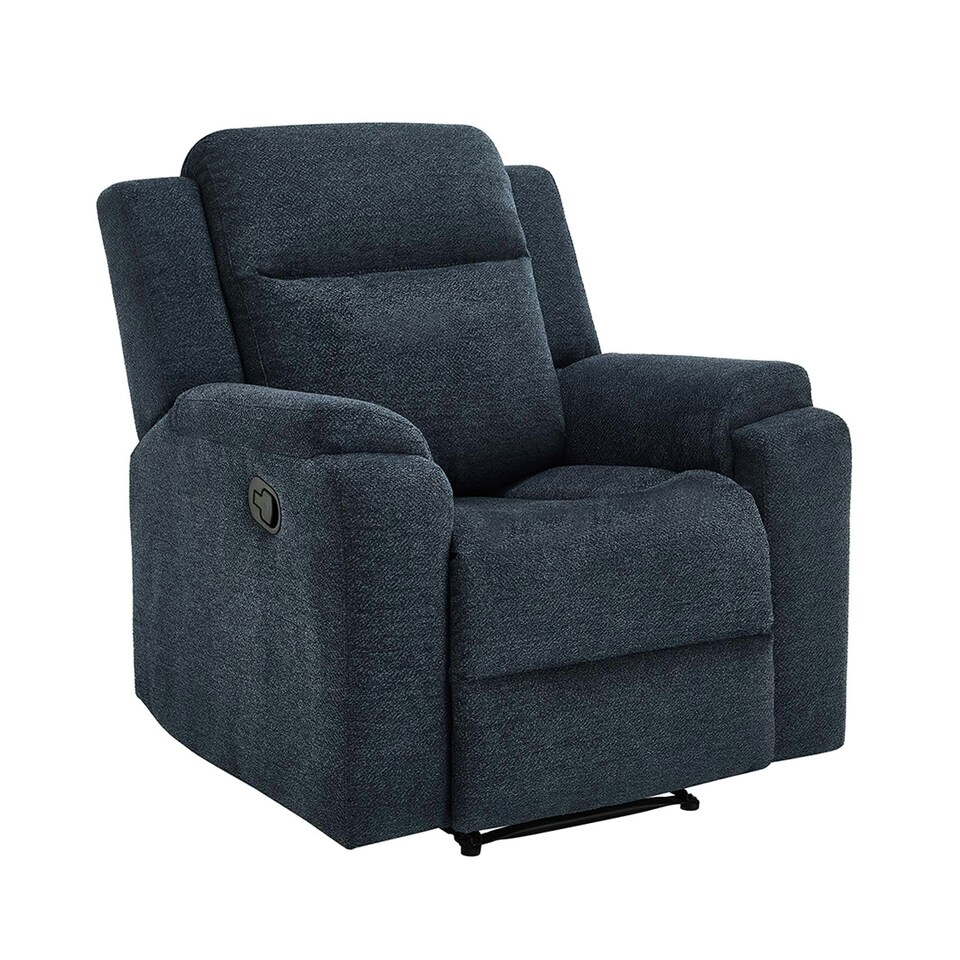 image 1 of Orka Manual Recliner Chenille Fabric Chair Blue