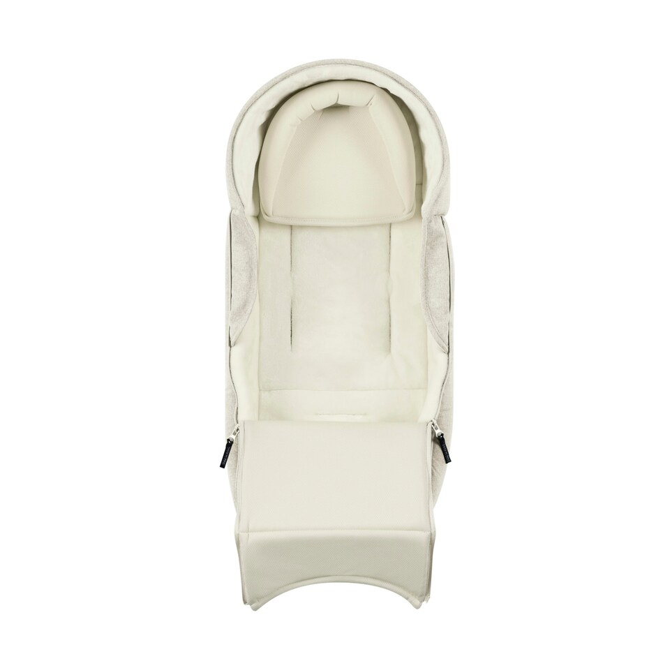 image 1 of Newborn Cocoon 2-in-1 Carrycot & Footmuff, Birth-6 Months, Universal Fit, Faux Fur Lining, Shower-resistant, Removable Head Support (Stone)