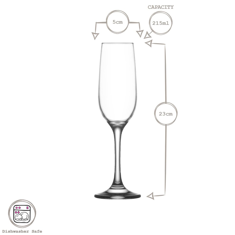 image 1 of LAV Fame Glass Champagne Flutes - 215ml - Full Colour - Pack of 6