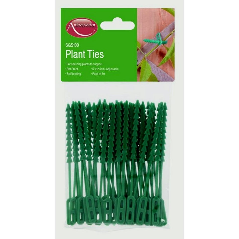 image 1 of Ambassador Adjustable Plastic Plant Ties - Green - 25 Pack / 6.4in