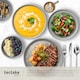 image 4 of Dinnerware Set for 6 People with Plates, Bowls, Utensils, Pots and Pans | Grey | grey/black | 45 pc | 1