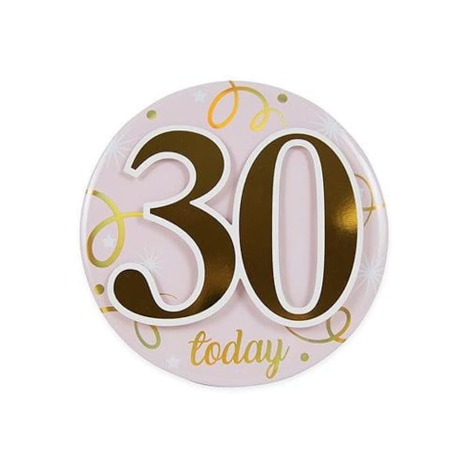 Glamorous Pink & Gold 30th Birthday Badge 15cm