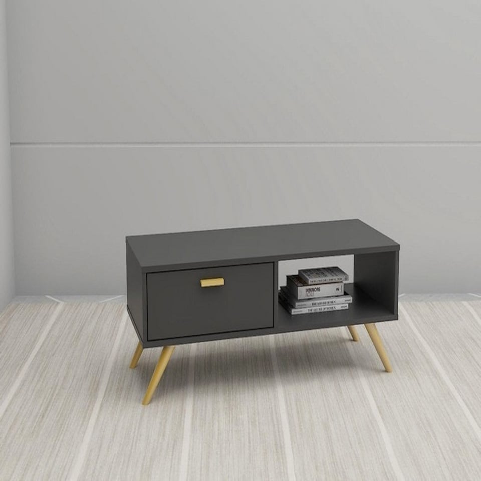 image 1 of Coffee Table - MFC/MDF - L40 x W100 x H35 cm - Dark Grey Grey