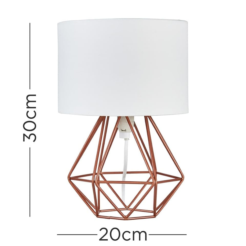 image 1 of ValueLights Angus Pair Copper Table Lamps White Shades | Copper
