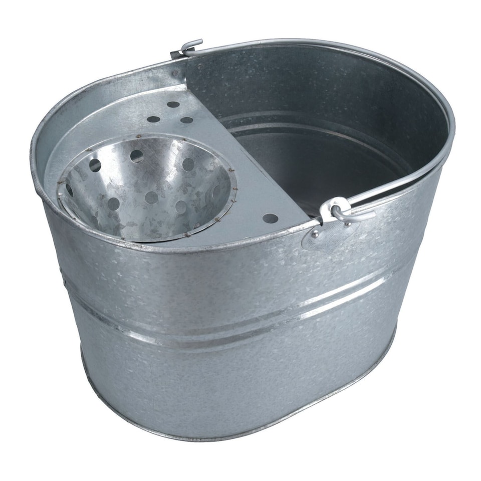 image 1 of 14L Galvanised Metal Mop Bucket Metal Kitchen Bathroom Home Floor Cleaning