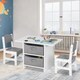 image 7 of COSTWAY Toddler Wooden Activity Table & 2 Chairs Set Grey