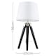 image 3 of ValueLights Clipper Black Wood Table Lamp With Large White Tapered Shade