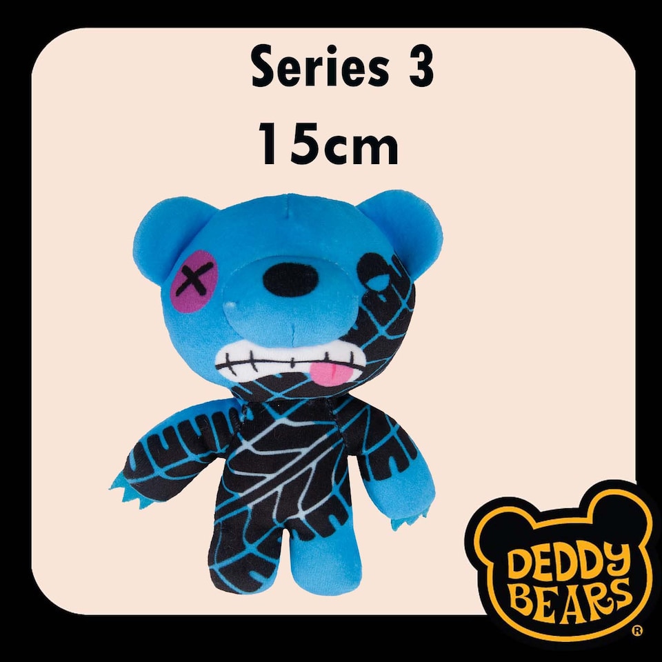 image 1 of vfm-estore Deddy Bears Skidmark Soft Toy 14cm x 15cm x 8cm - Blue Plush