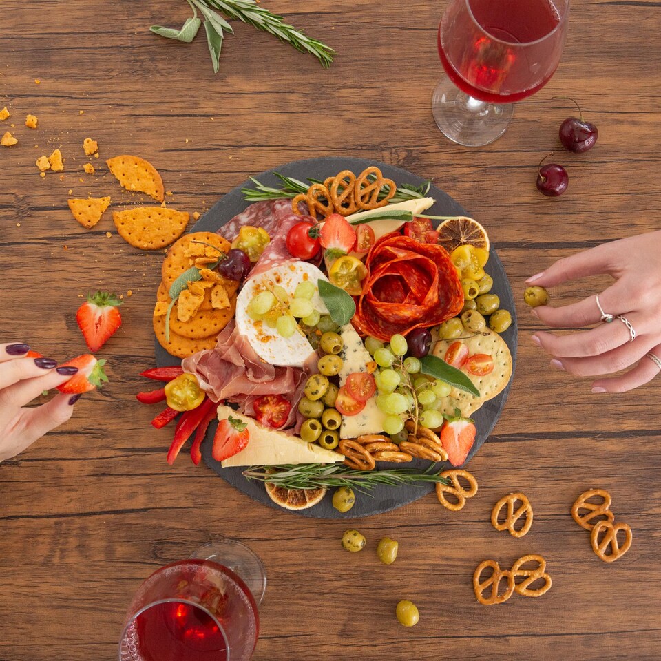 image 1 of Argon Tableware Round Slate Serving Platter - 33cm | Grey | Grey