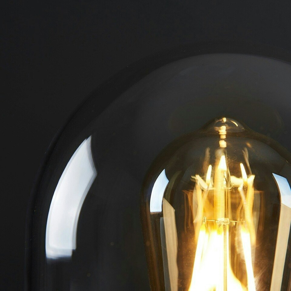 image 1 of ValueLights Retro Aged Brass Effect Metal Base And Clear Glass Dome Table Lamp