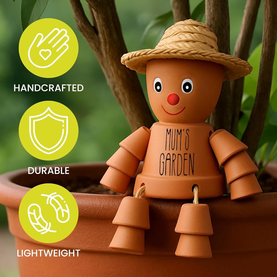 image 1 of Clay Man Terracotta Plant Pot Gift - Gardening Gifts | Brown | Mums - 1pack | 1